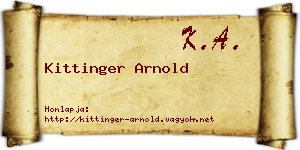 Kittinger Arnold névjegykártya